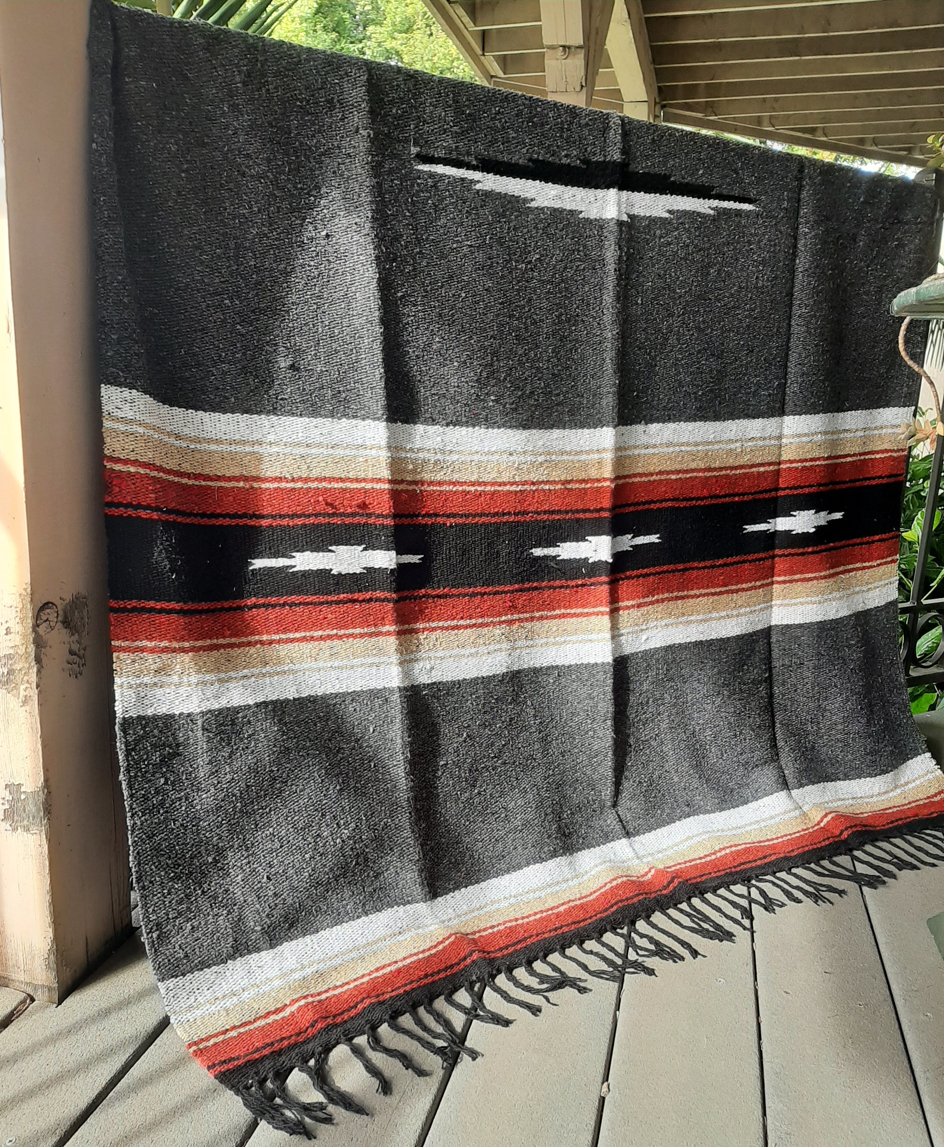 Charcoal Retro Diamond Mexican Blanket - OVERLANDERS Outfitter
