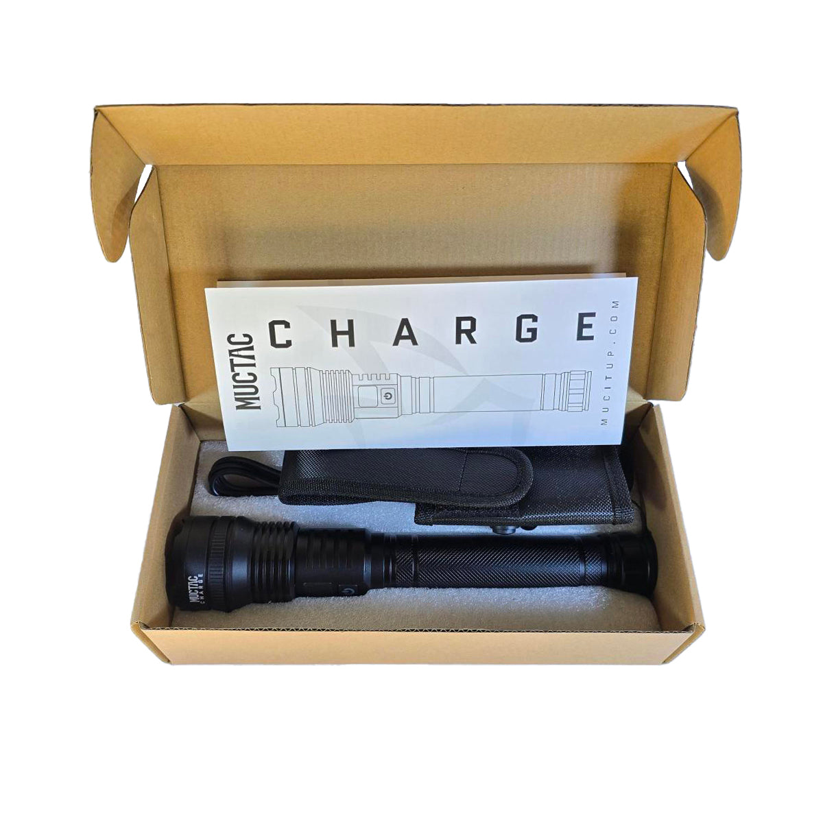 MUCTUP Muctac CHARGE flashlight with zoomable LED beam, USB charging, aluminum alloy body, IP65 waterproof, 5000+ lumens illumination