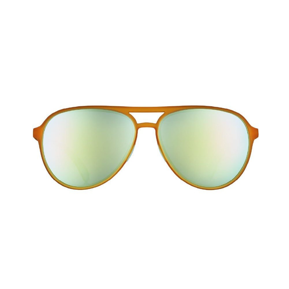 Close-up of Cheesy Flight Attendant MACH G polarized sunglasses by Rare Air Discs, showcasing the stylish front design.