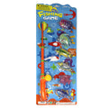 Children's toy fishing set by QuakeKits, featuring colorful fishing rods and playful accessories for quiet, imaginative fun.