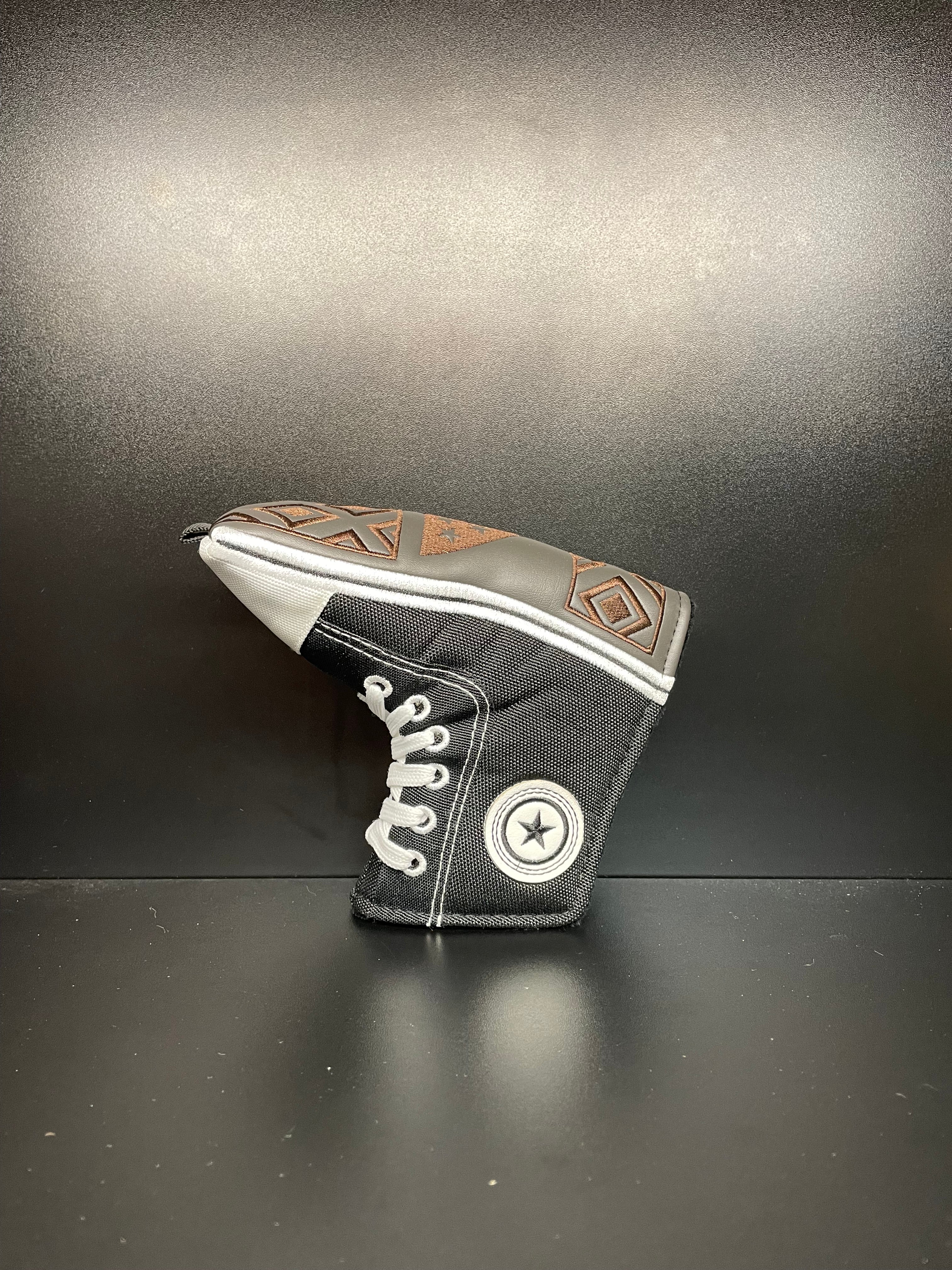 ParWestGolf Chuck Canvas Shoe Golf Club Headcover showing a detailed canvas shoe design for protective club coverage.