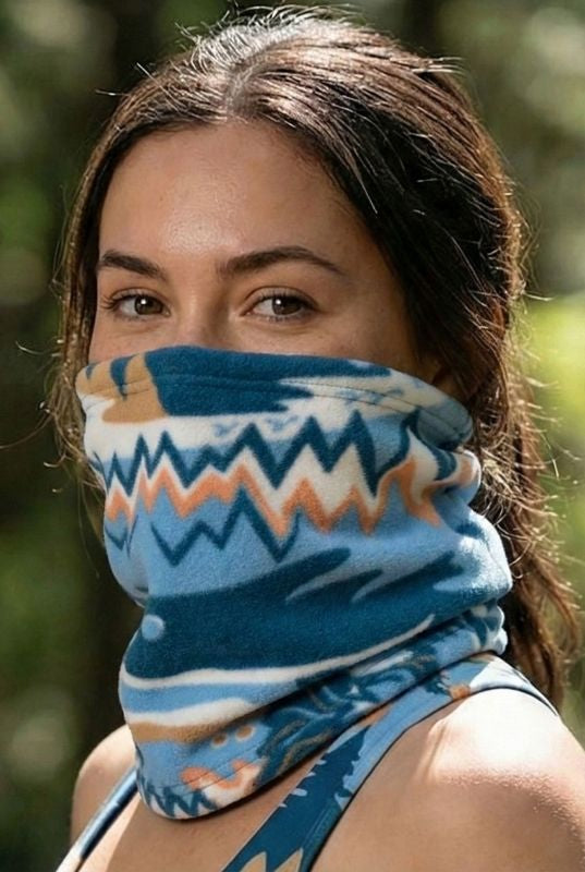 FisheWear Chummy Reversible Neck Tube in vibrant colors, showing its versatile, seamless design for outdoor activities.