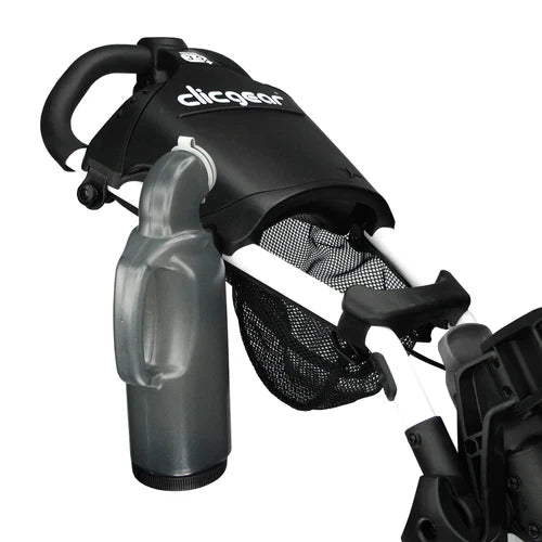 ParWestGolf Clicgear Sand Bottle accessory for golf carts, designed to hold and dispense golf course sand effectively.