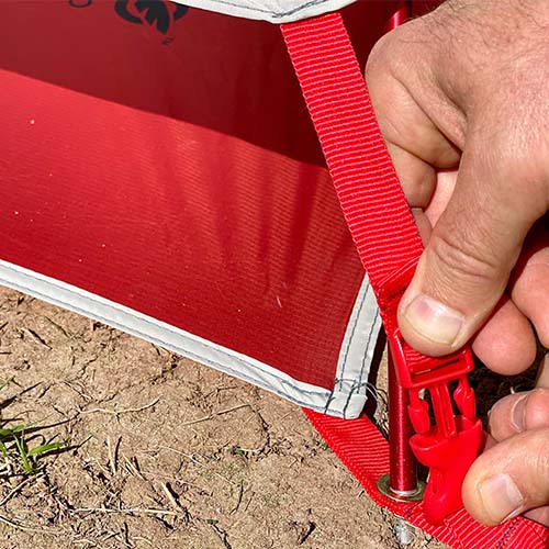 Near Zero Outdoor Gear 3P DynaLite Tent footprint with clips, designed to protect and extend the life of the tent floor.