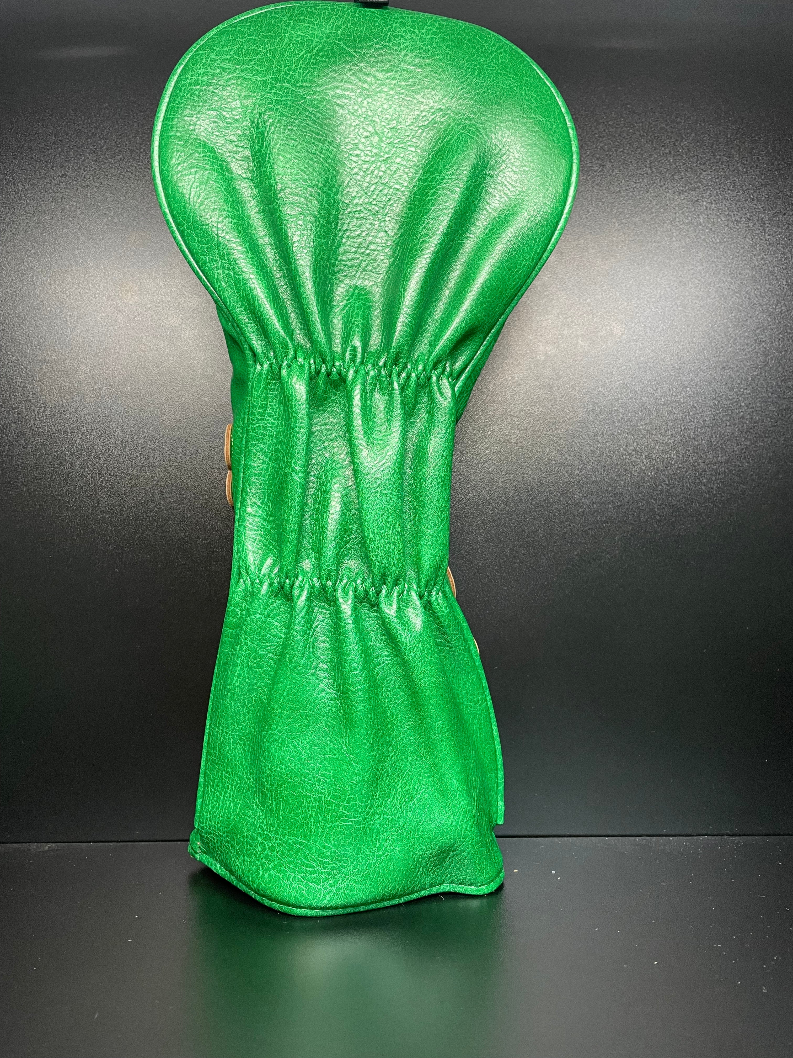 Green Clover Headcover 2.0 for golf clubs by ParWestGolf, featuring a soft fabric exterior and snug fit on club head.