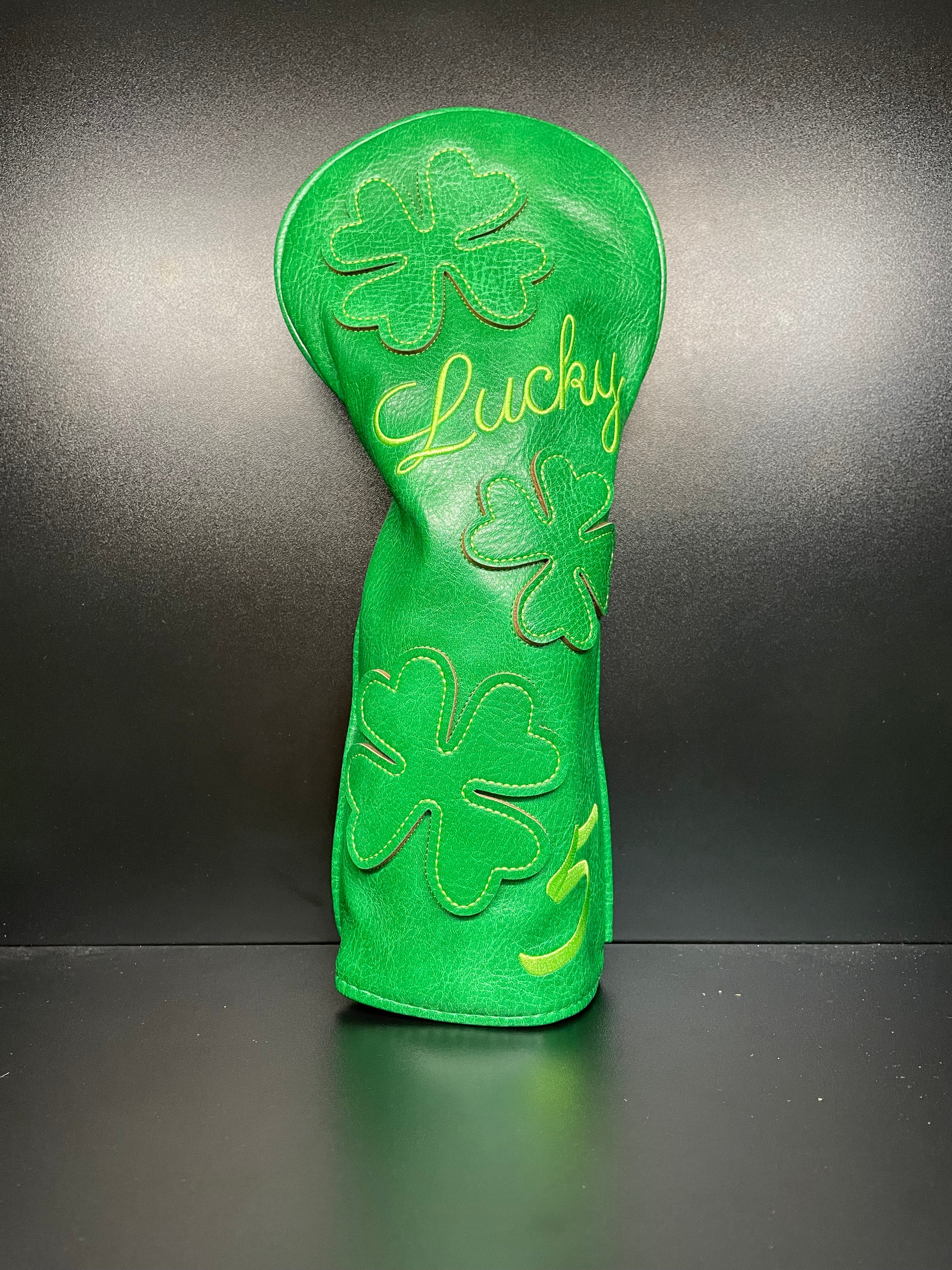ParWestGolf Clover Headcover 2.0 for golf clubs, soft and protective with a green clover design, fits standard golf club sizes.
