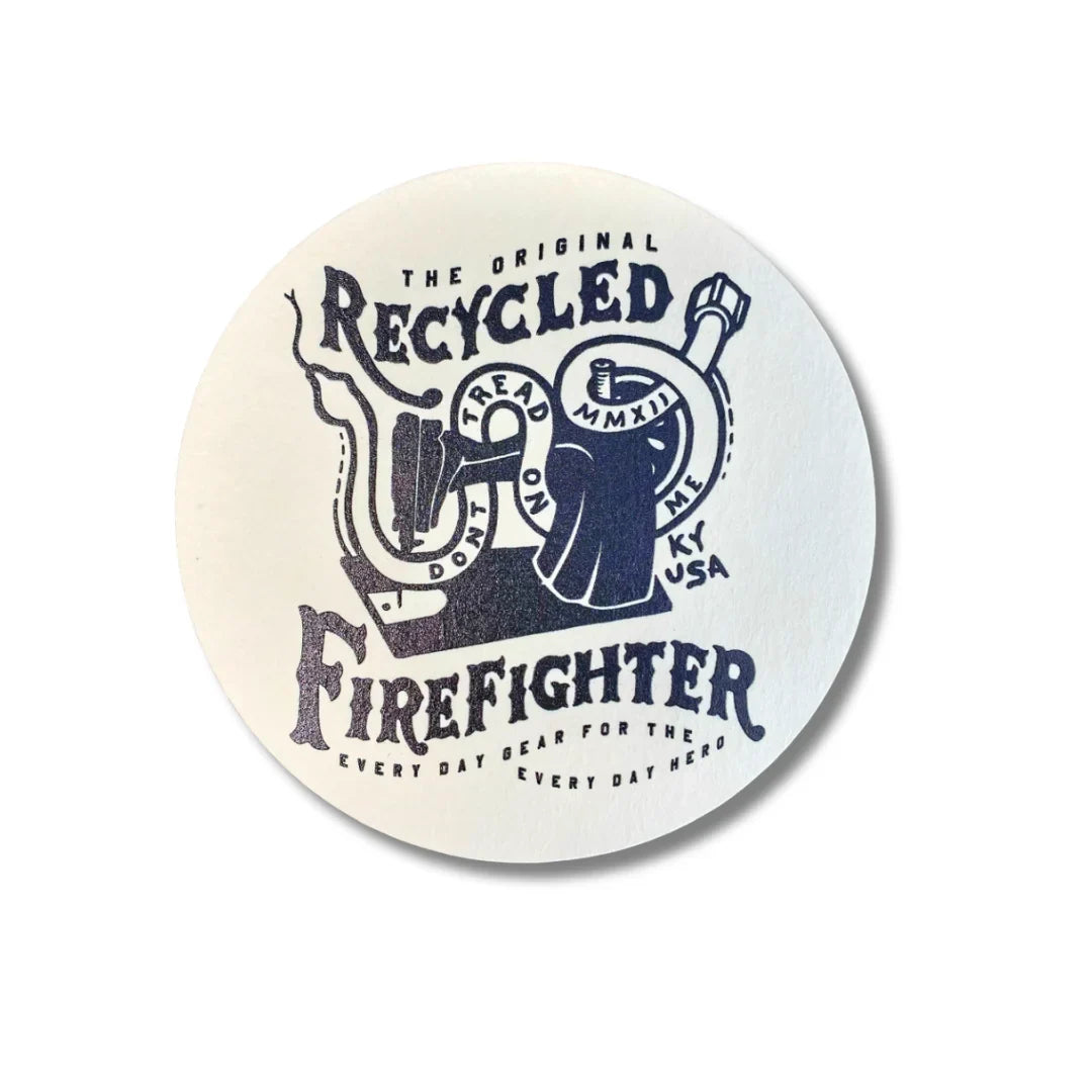 Recycled Firefighter bear arms coaster with a rugged design, perfect for protecting surfaces from drink spills.