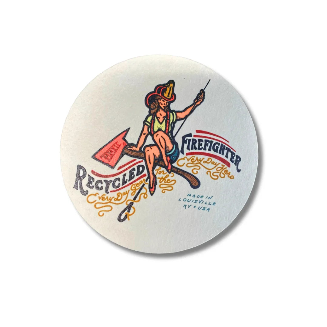 Recycled Firefighter coaster featuring a girl design, made from durable, eco-friendly materials for stylish protection.