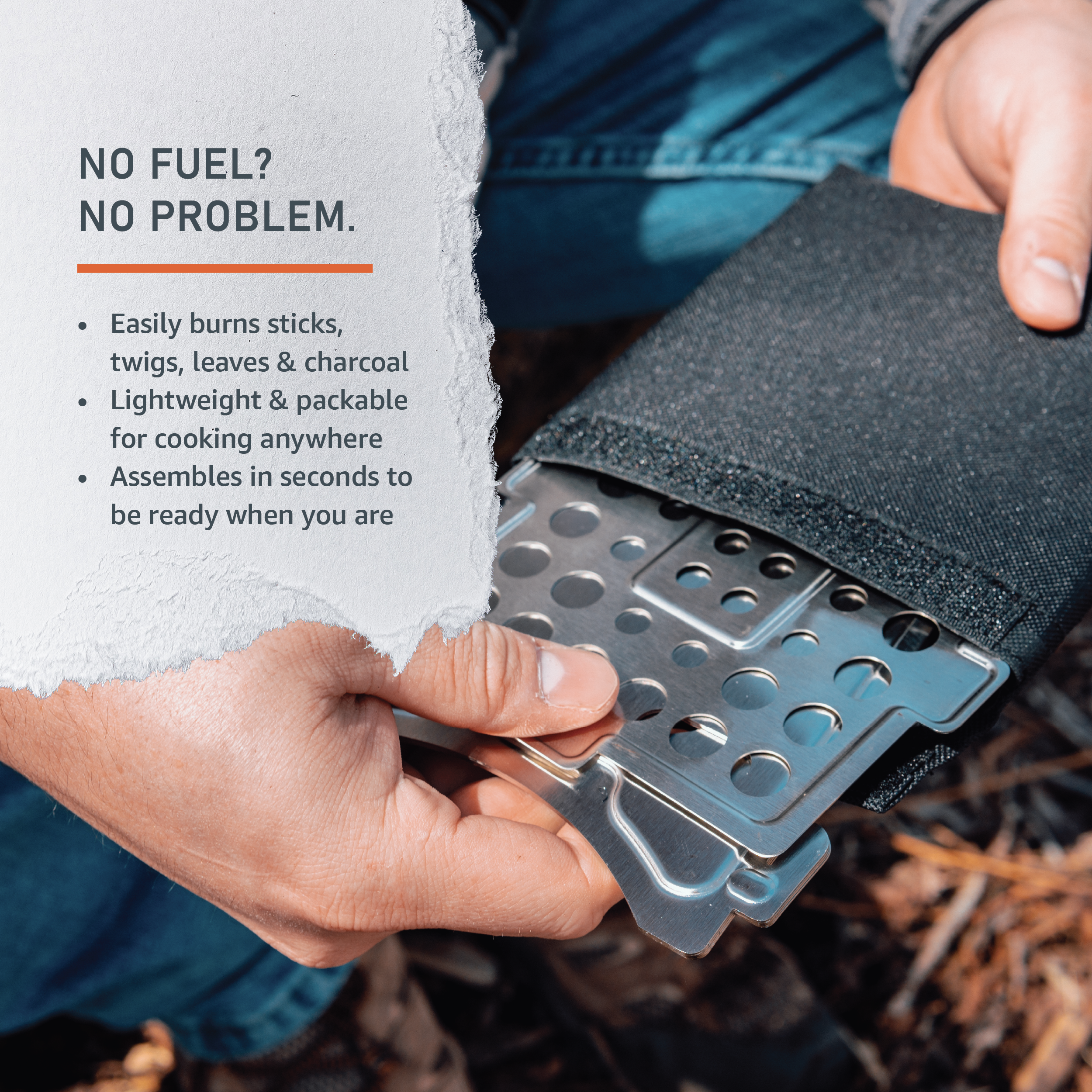 Emerge Survival collapsible mini stove with compact design, metal construction, and foldable features for outdoor camping and survival use.