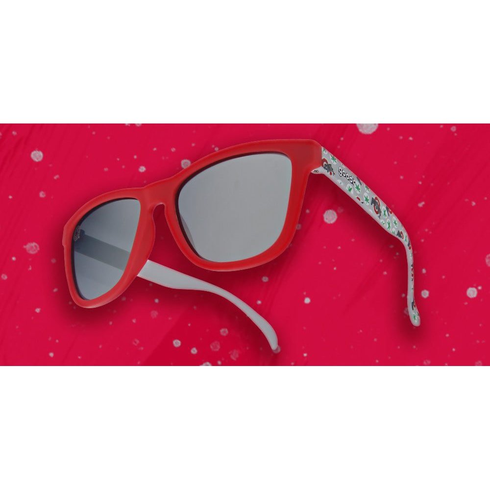 Ohio State University collegiate OG polarized sunglasses by Rare Air Discs, featuring on-face view of stylish Ohio-themed accessories.