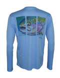 Men's Sun Protective Fishing Shirt Columbia Blue/Rainbow Trout - OVERLANDERS Outfitter