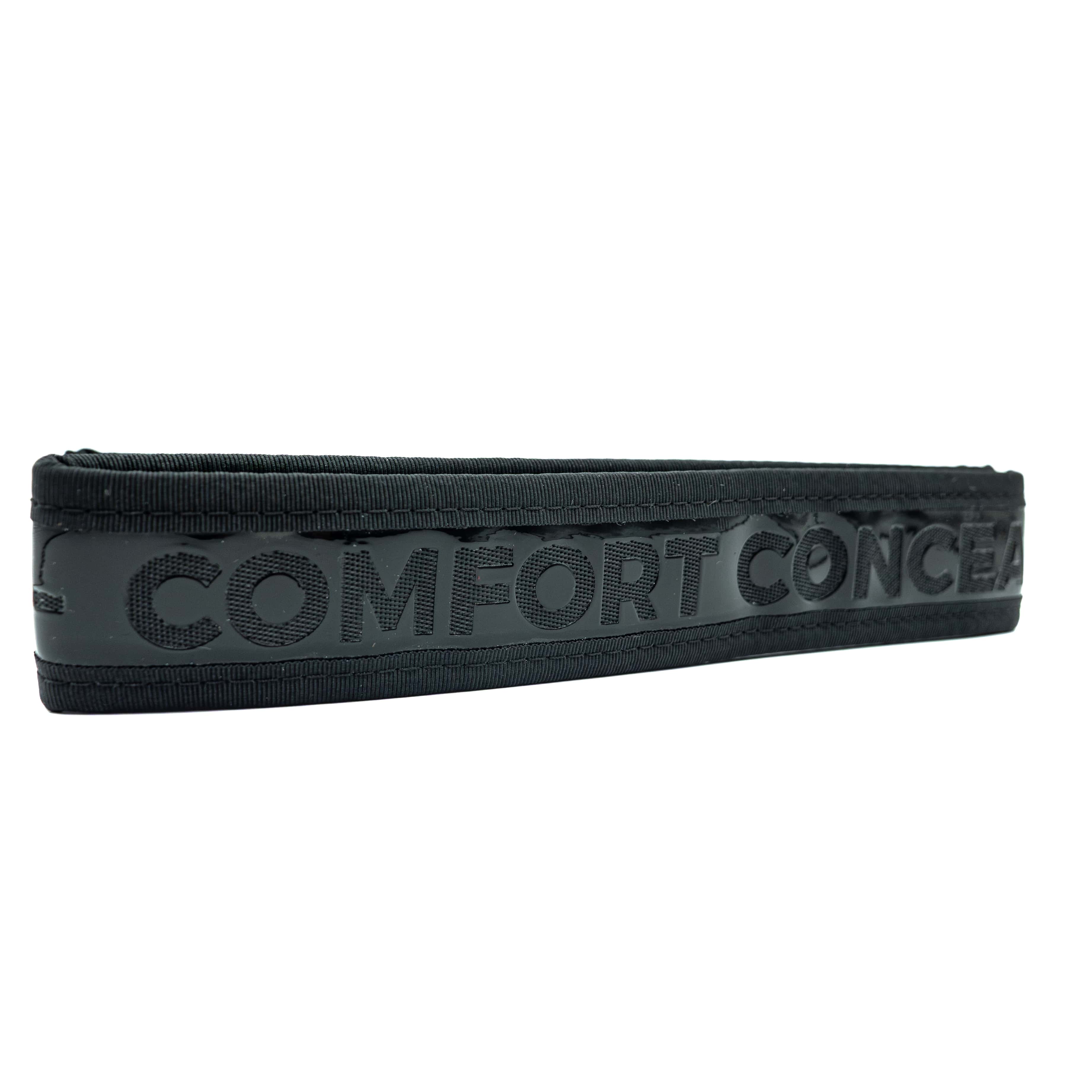 Comfort Concealment BLACKOUT 2.0 concealed carry belt shown in white box, featuring durable design and secure buckle for everyday carry.