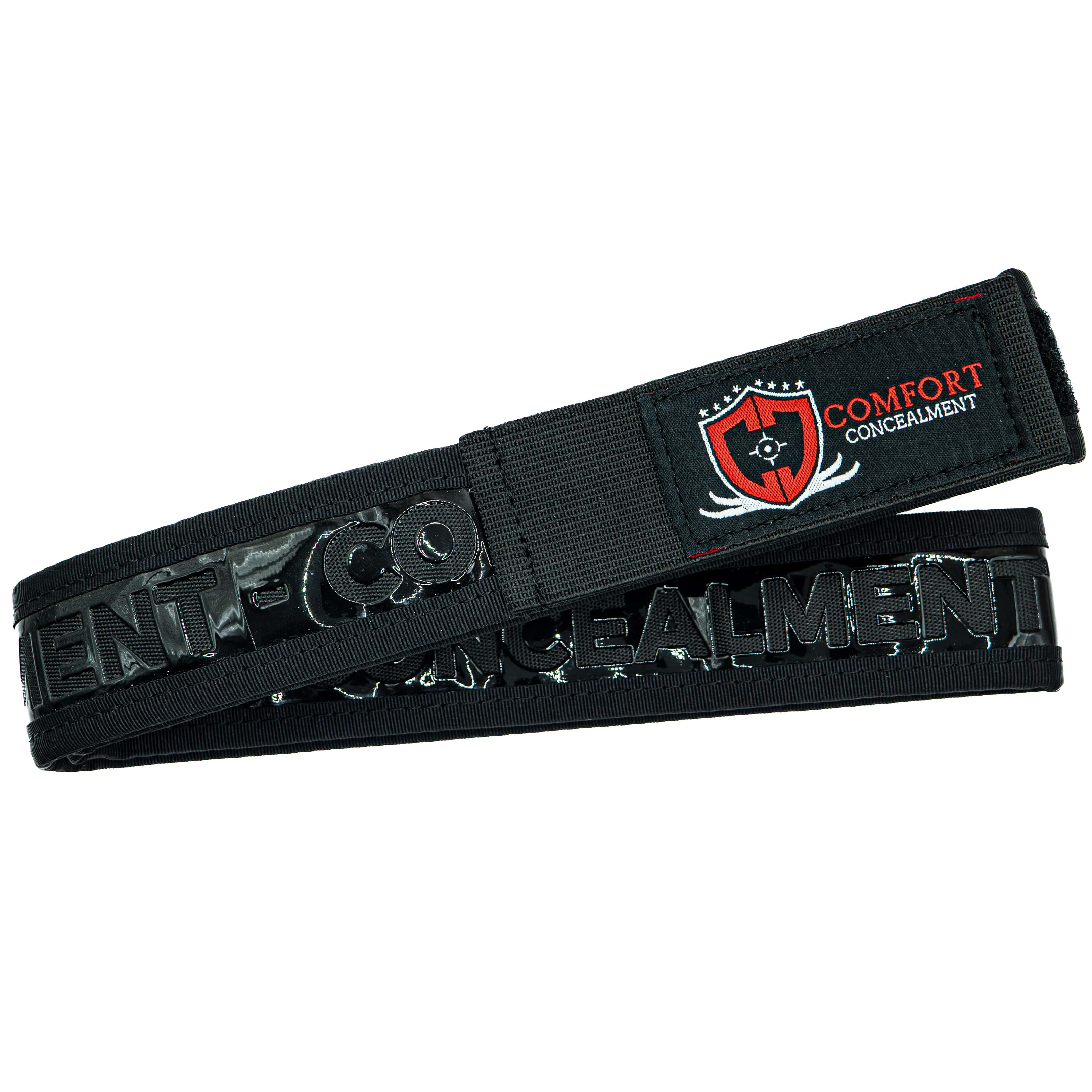 Comfort Concealment BLACKOUT 2.0 concealed carry belt in black, showing sturdy design and secure buckle for everyday wear.