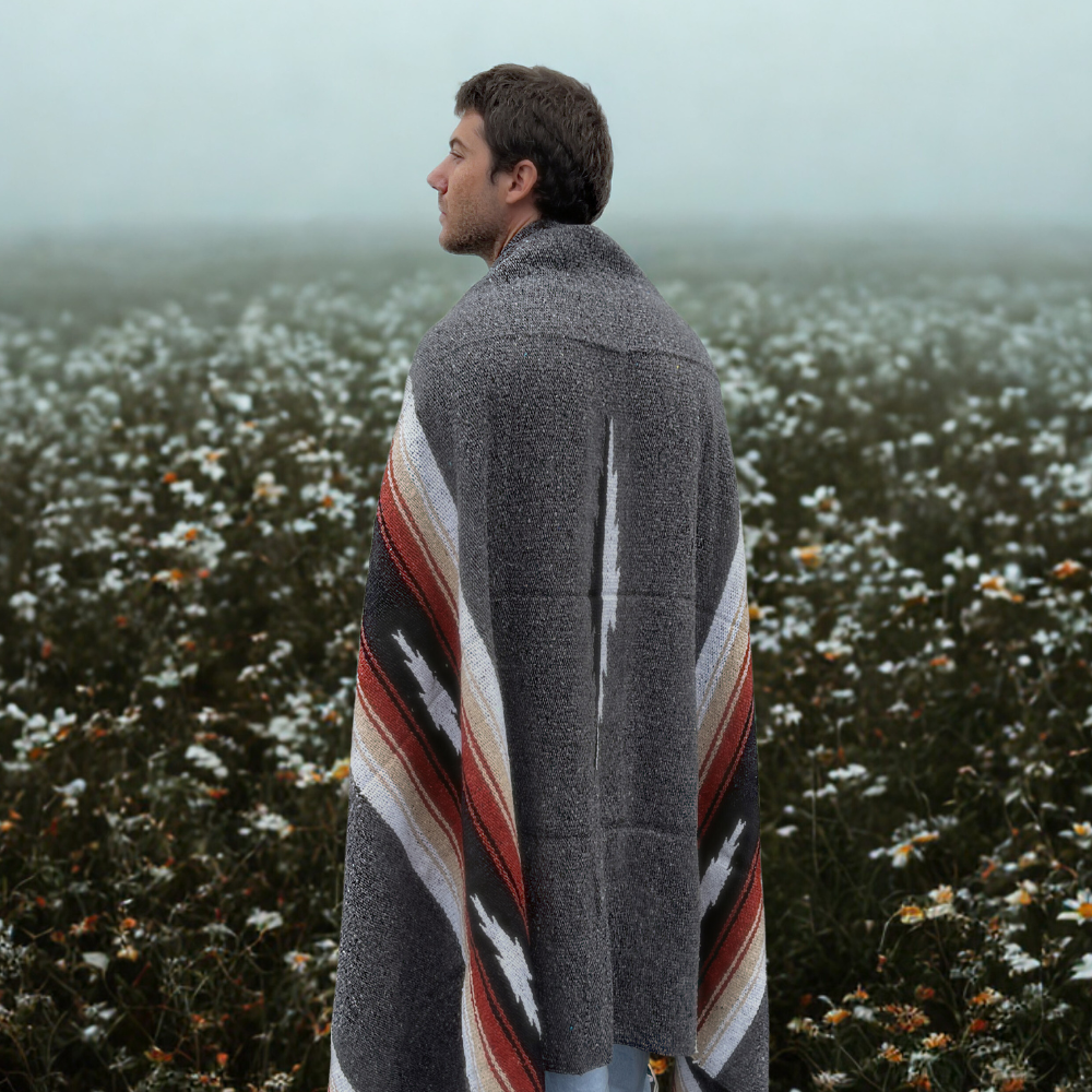 Charcoal Retro Diamond Mexican Blanket - OVERLANDERS Outfitter