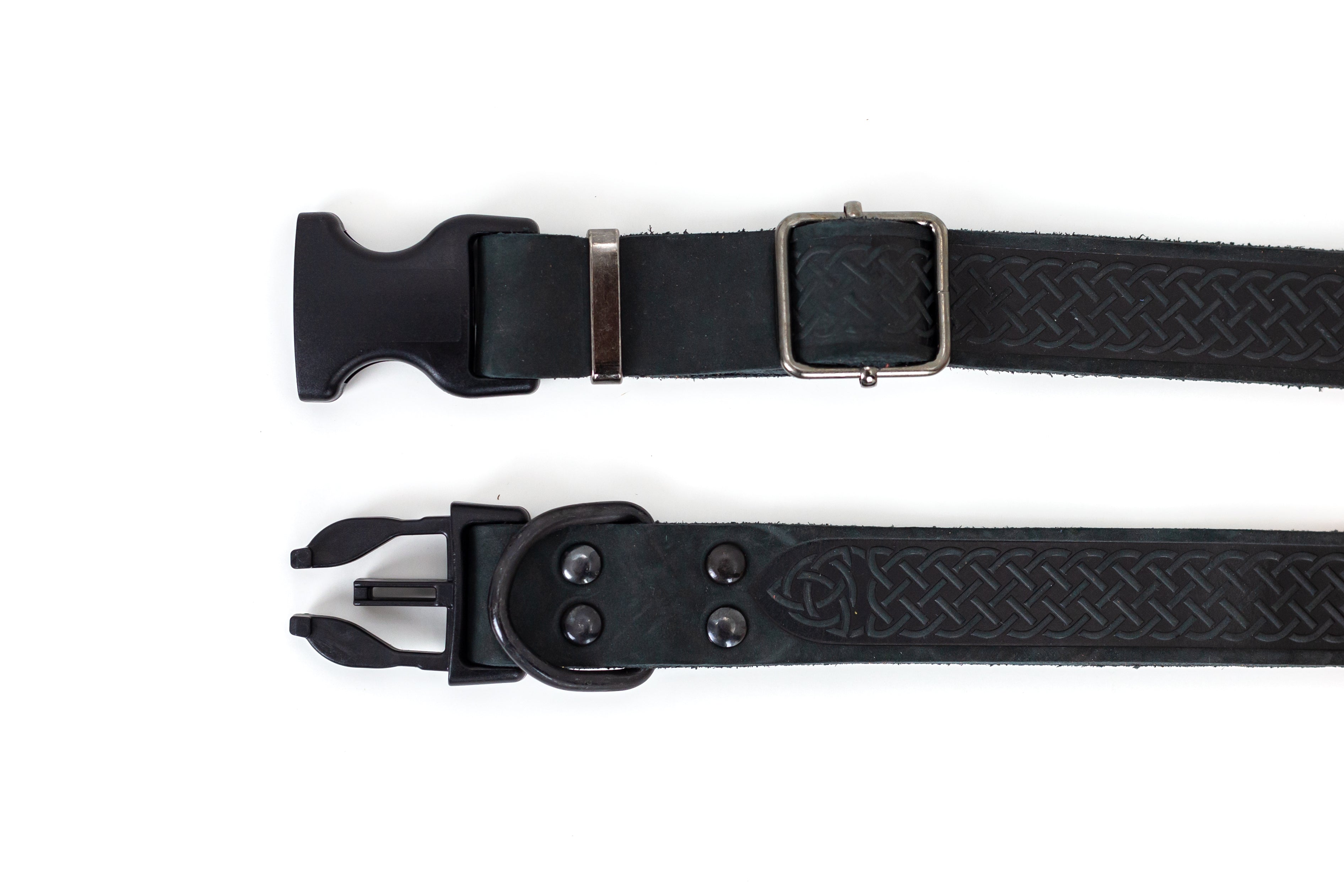 Celtic Sport Midnight Black Leather Dog Collar - OVERLANDERS Outfitter