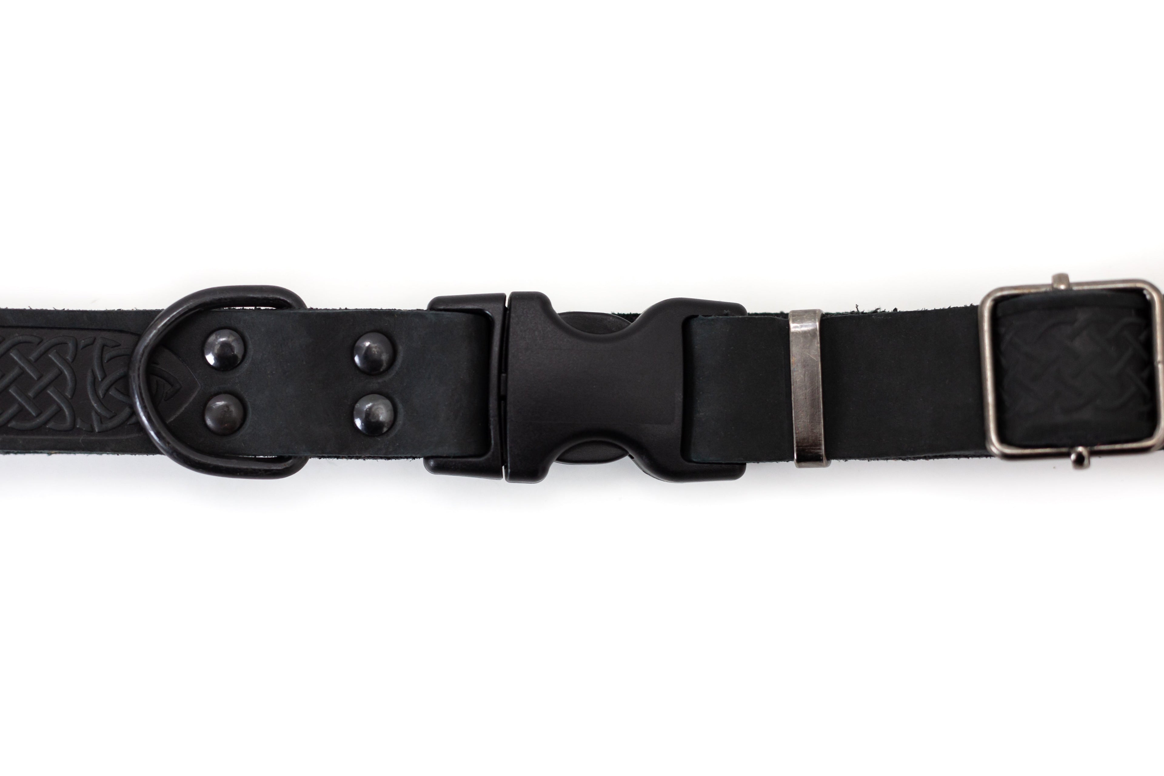 Celtic Sport Midnight Black Leather Dog Collar - OVERLANDERS Outfitter