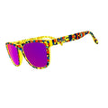 Rare Air Discs Off To Shatter Island OG polarized sunglasses with reflective glass lens and stylish frame view.