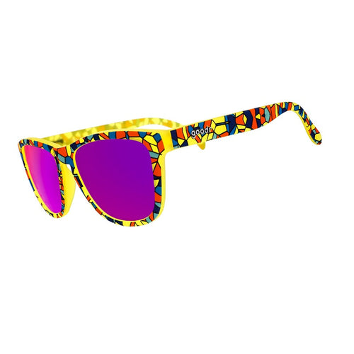 Rare Air Discs Off To Shatter Island OG polarized sunglasses with reflective glass lens and stylish frame view.