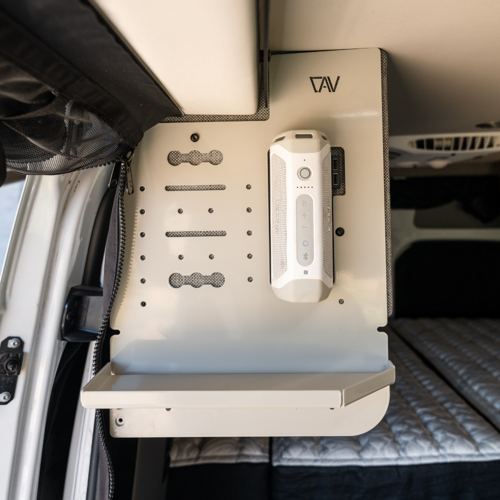 Storyteller Kitchen Caddy by Canyon Adventure Vans, made in Utah, with compartments for organizing kitchen utensils and essentials.