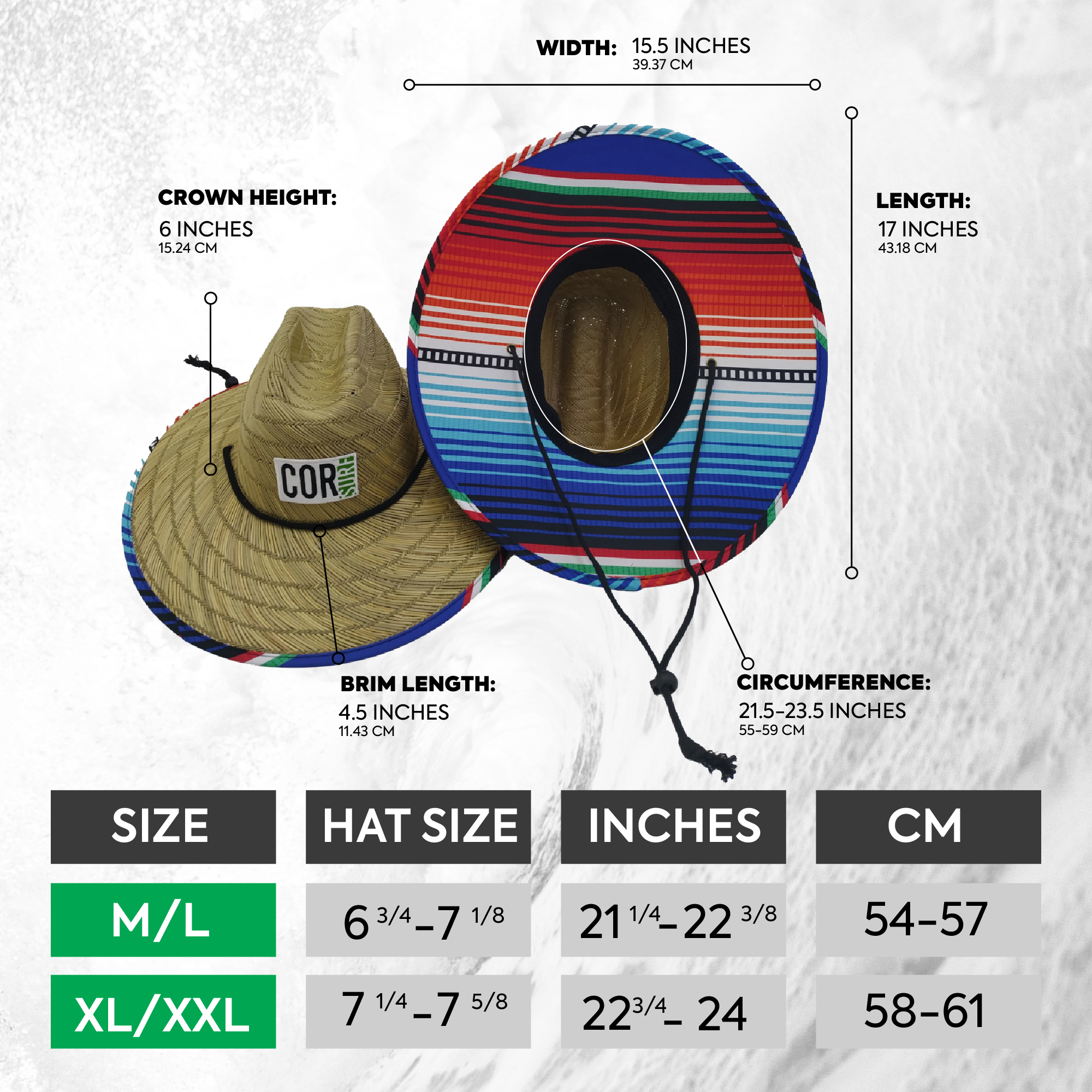 Adult straw Lifeguard Sun Beach Hat by COR Surf, featuring wide brim and breathable design for sun protection at the beach.
