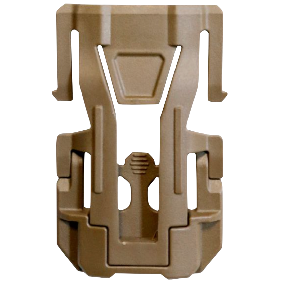 Coyote brown HCC Tactical universal grenade launcher holster with clip for secure equipment retention.