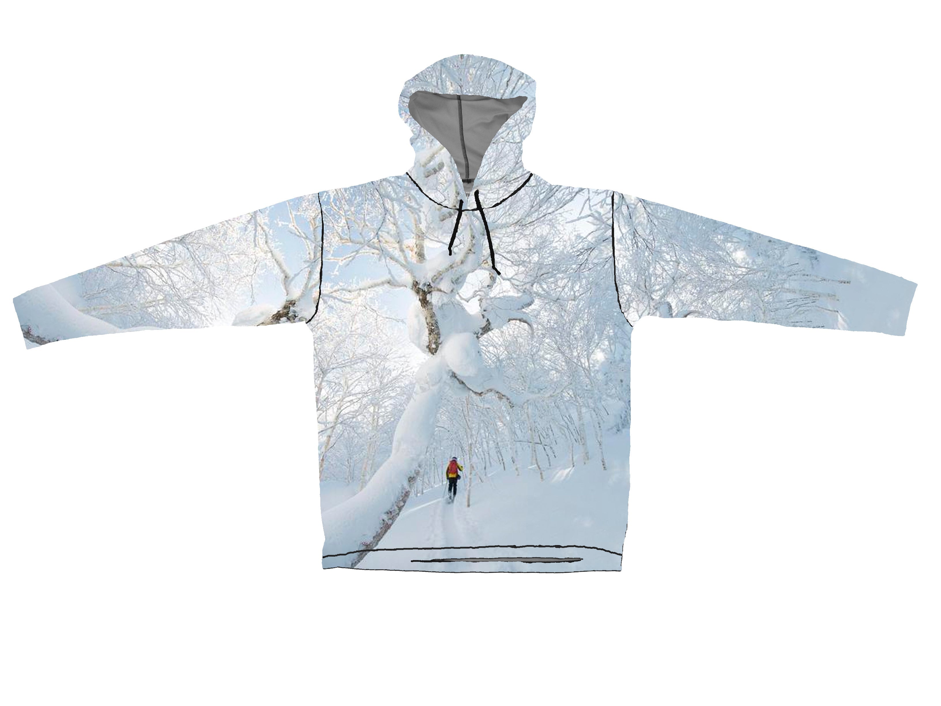 Cognito Brands Sunpro Hoodie featuring a mountain and snowcrossed graphic design on a lightweight hoodie.
