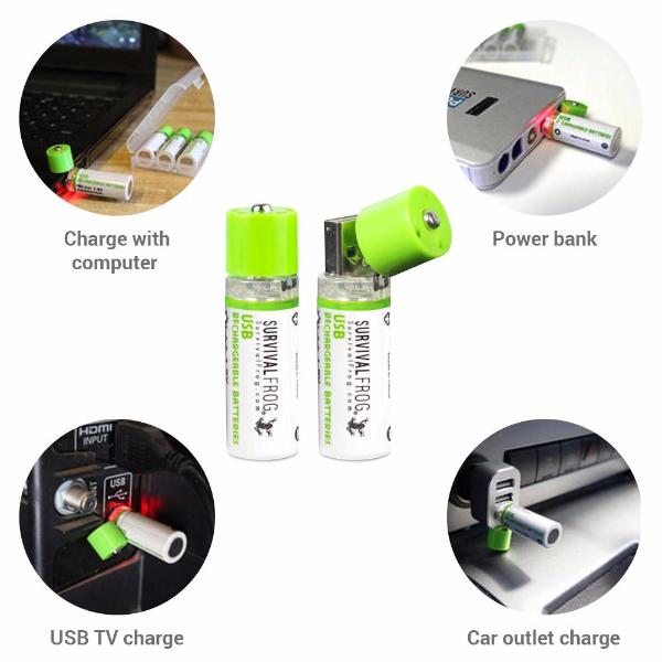 USB Rechargeable AA Batteries w/4-port USB Charger - OVERLANDERS Outfitter