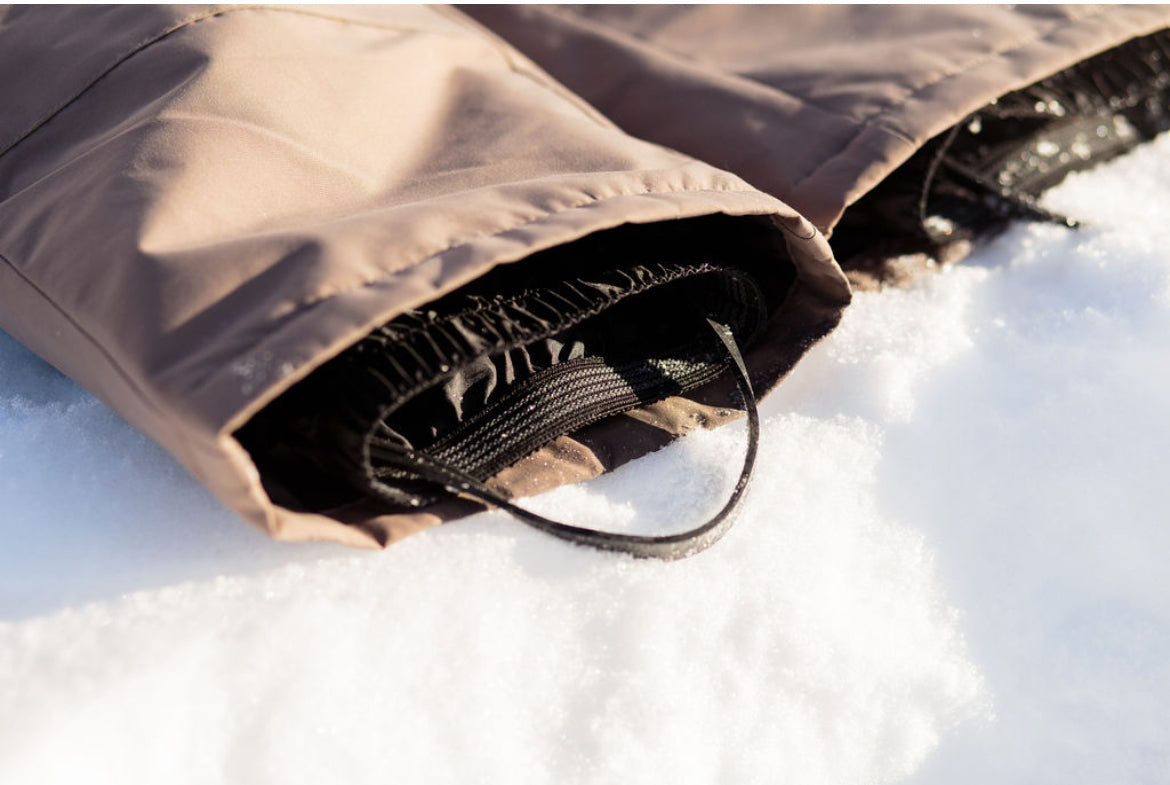 Youth and toddler waterproof snow bib by Keep the Littles Wild, showing a colorful insulated winter snow bib for kids.