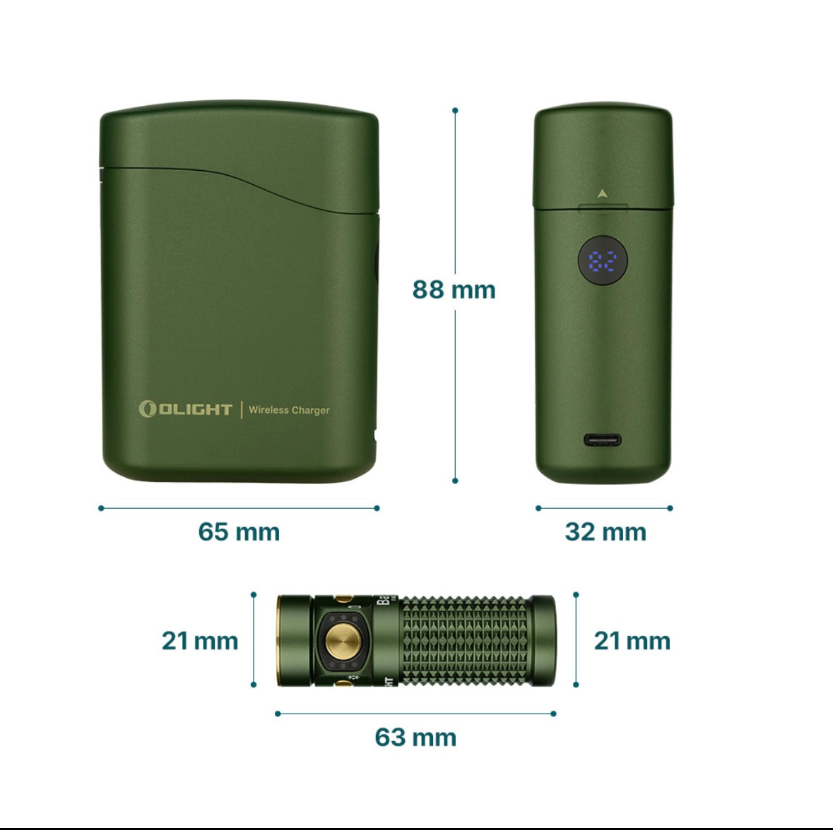 MUCITUP Olight Baton 4 EDC flashlight with 1300 lumens, compact rechargeable design, shown with its sleek black body.