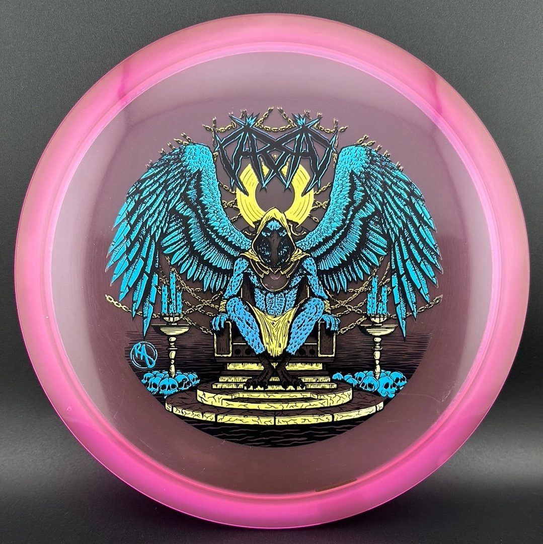 CryZtal Buzzz disc golf disc by Rare Air Discs featuring Karudi the Overseer artwork in vibrant colors.
