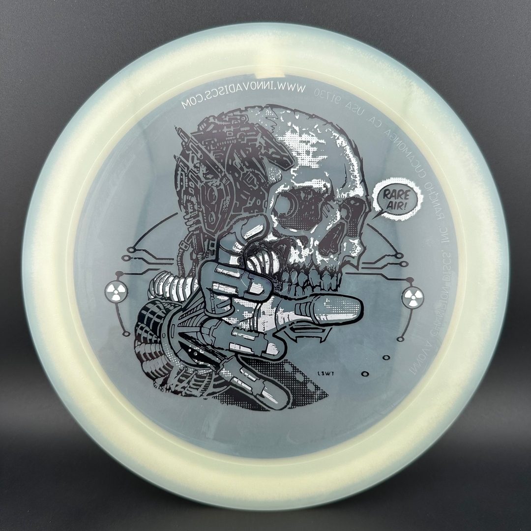 Rare Air Discs Gummy C-Blend Aztec disc golf disc from the Fear V1 series, featuring vibrant colors and detailed design.