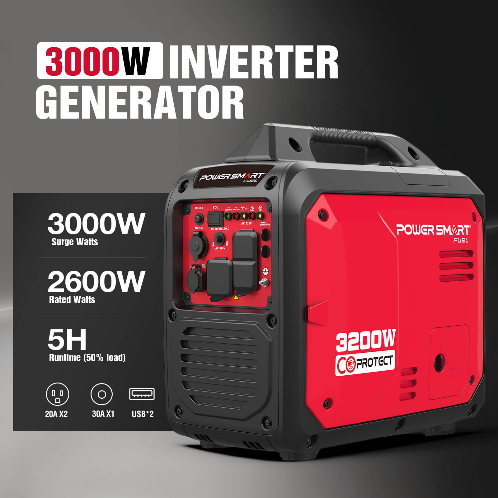 3000W Inverter Gas Generator w/ CO Alert DB5032 - OVERLANDERS Outfitter