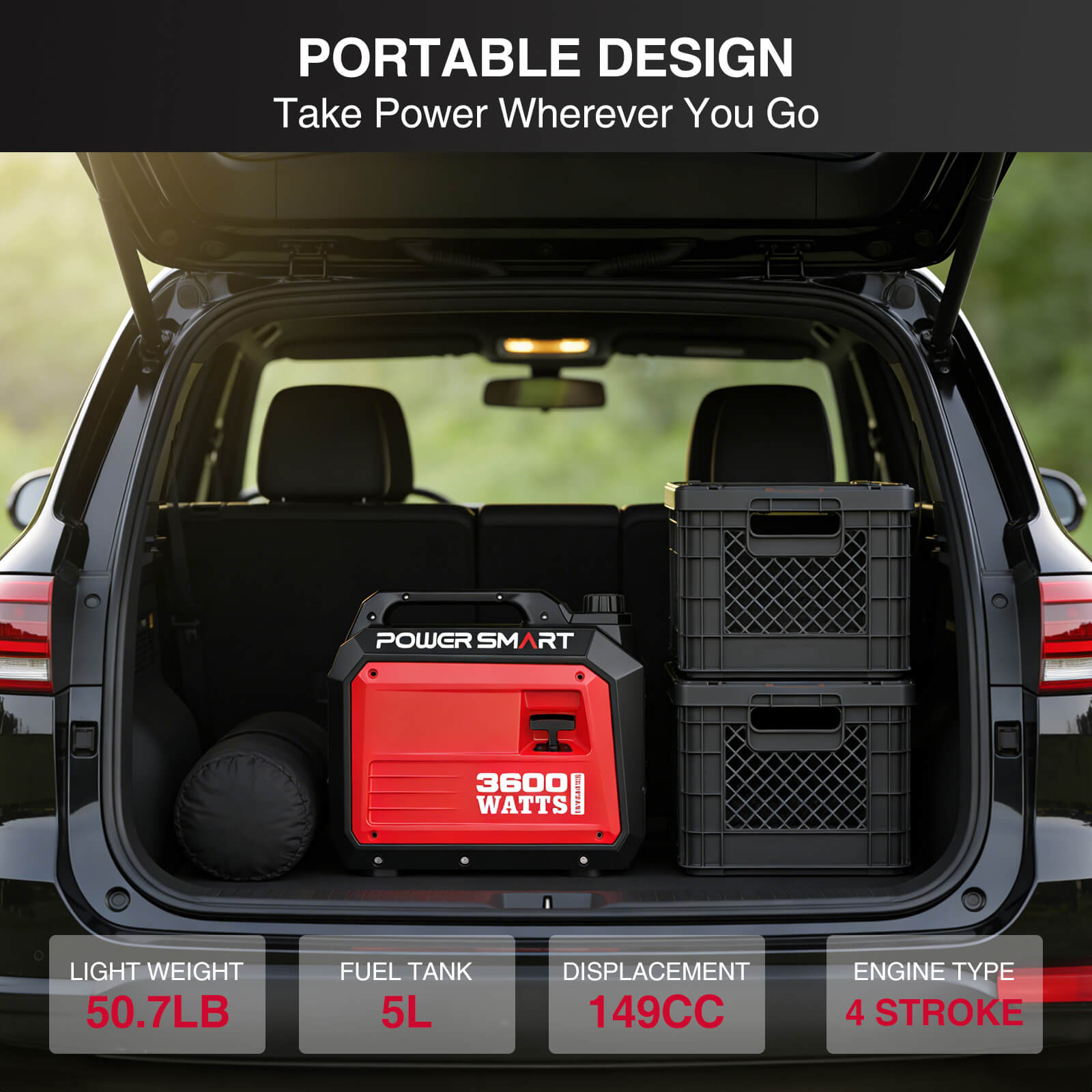 PowerSmart 3600W inverter gas generator from the DB5035 series, showing a compact, portable design ideal for home and garden use.