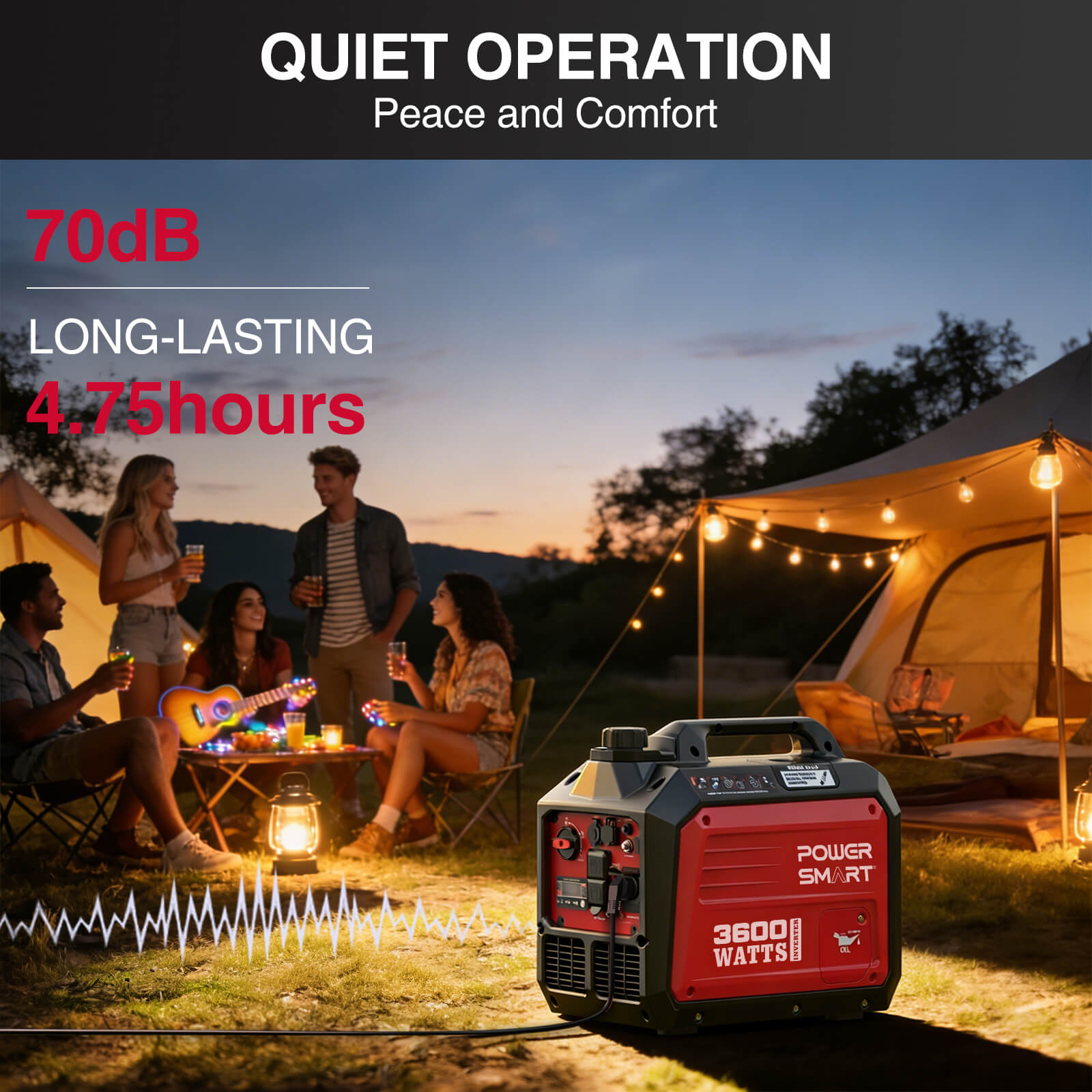 PowerSmart 3600W inverter gas generator from the DB5035 series, suitable for home and garden use, with a compact design.