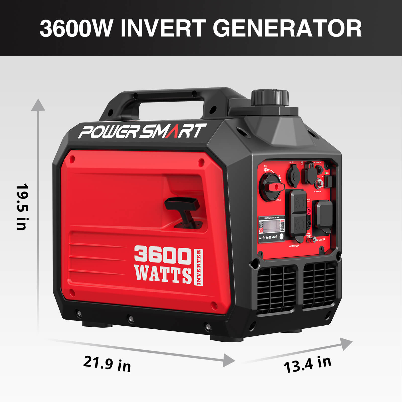 PowerSmart 3600W inverter gas generator from the DB5035 series, compact and portable for home and garden use.