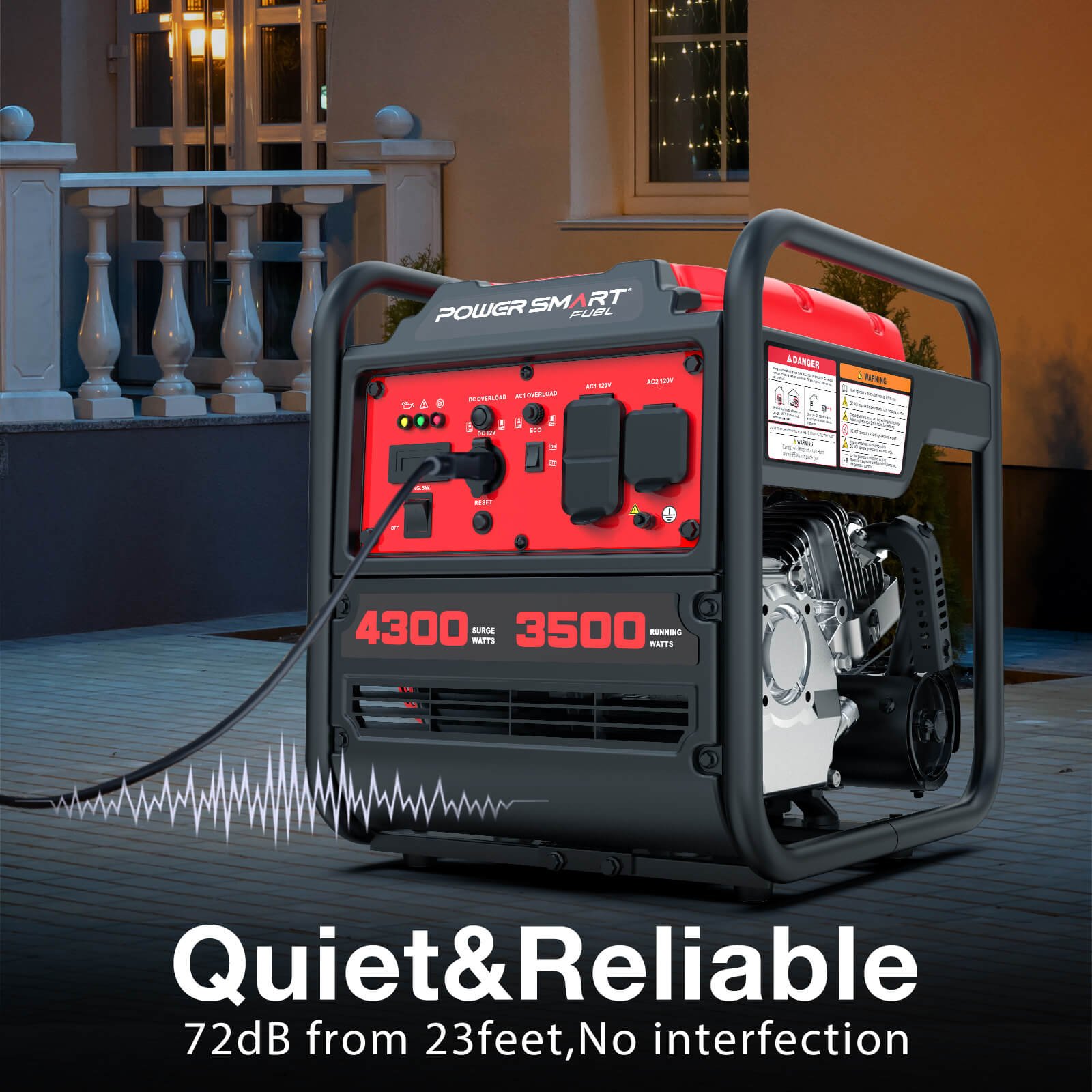 PowerSmart 4300W open frame gas inverter generator model DB5041, showing the compact design and control panel.