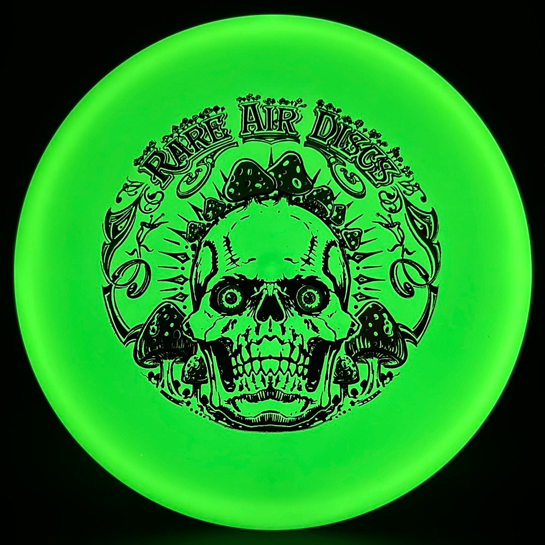 Forged Radiant Supra disc golf stamp by Manny Trujillo on Rare Air Discs, featuring vibrant crushin' Amanitas design.