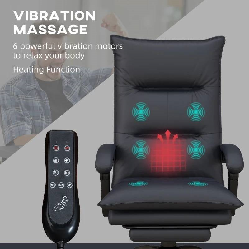Double Padded Executive Massage Heated Office Chair Charcoal - OVERLANDERS Outfitter