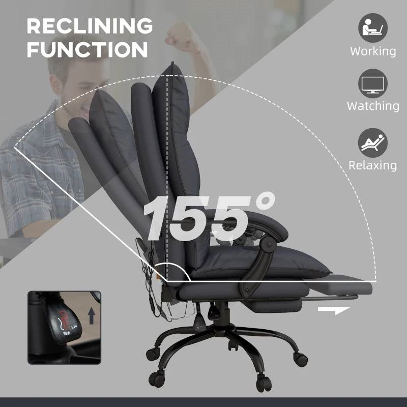 Double Padded Executive Massage Heated Office Chair Charcoal - OVERLANDERS Outfitter