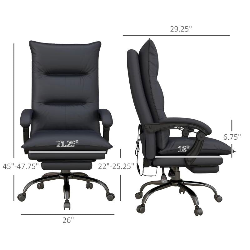 Double Padded Executive Massage Heated Office Chair Charcoal - OVERLANDERS Outfitter