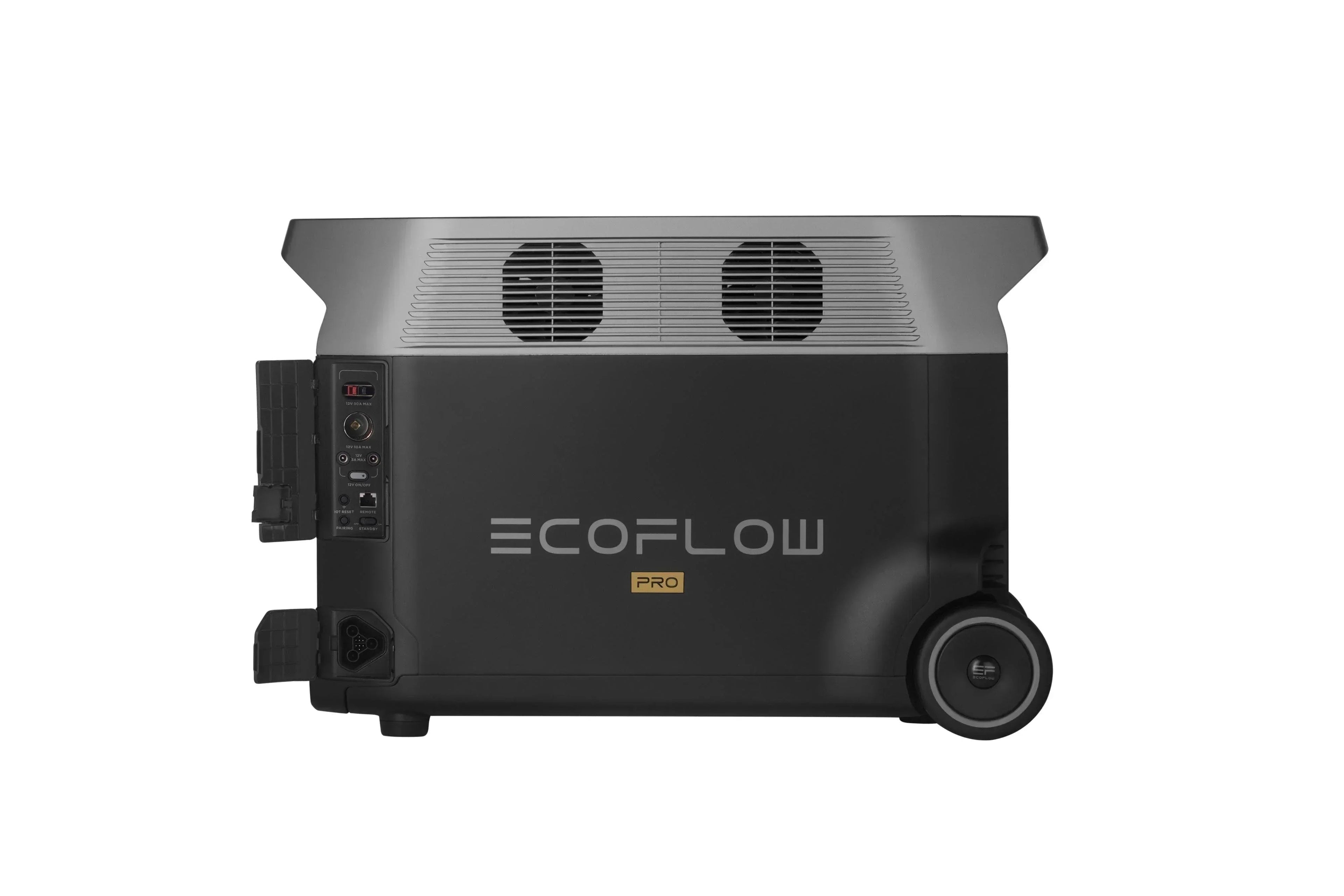 Green Vista Living EcoFlow DELTA Pro portable solar generator with multiple outlets and solar panels for clean energy power.
