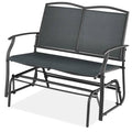 2 Seat Mesh Patio Loveseat Swing Glider Rocker with Armrests in Charcoal - OVERLANDERS Outfitter