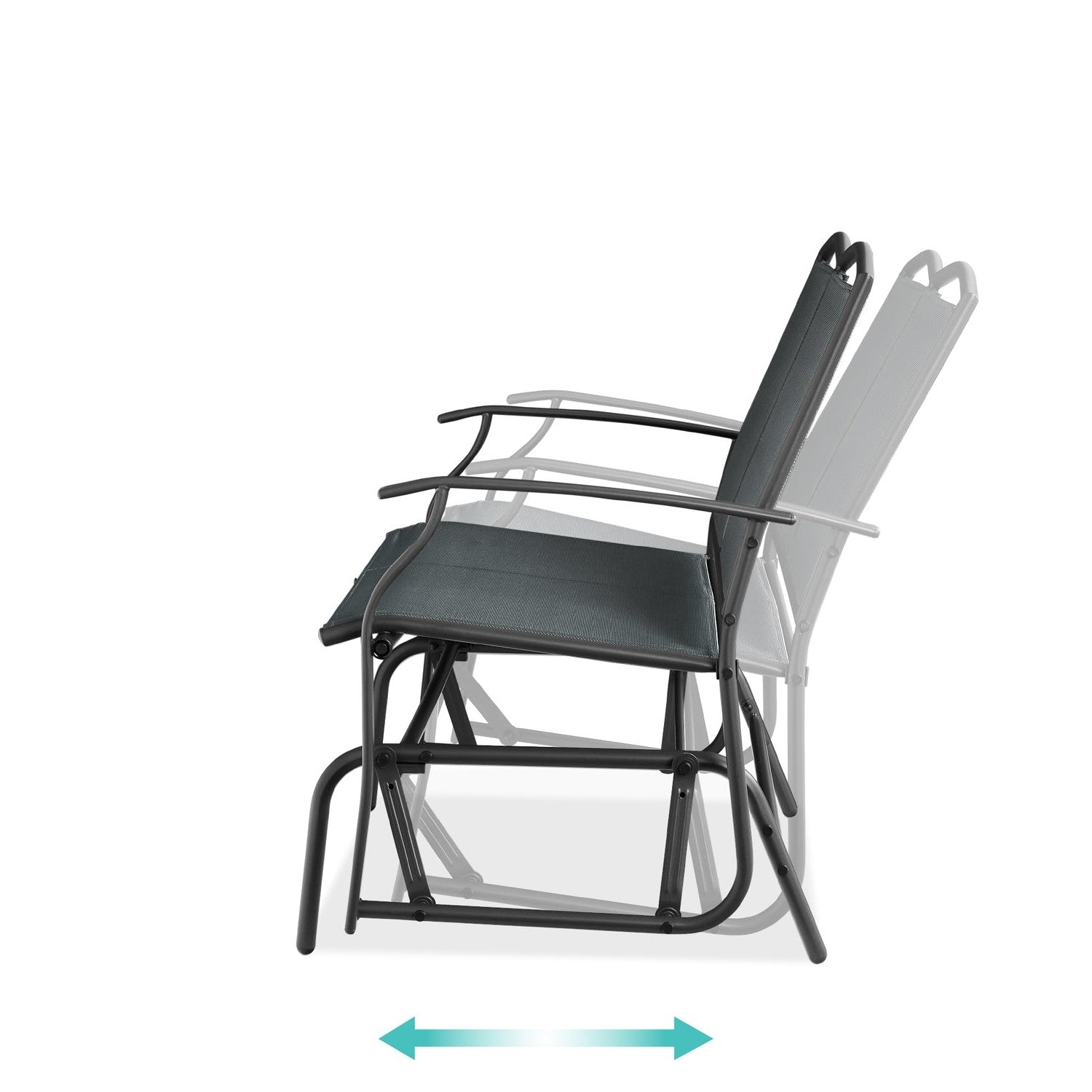 2 Seat Mesh Patio Loveseat Swing Glider Rocker with Armrests in Charcoal - OVERLANDERS Outfitter