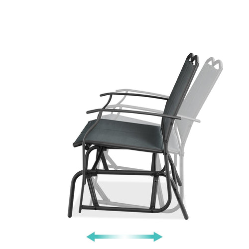 2 Seat Mesh Patio Loveseat Swing Glider Rocker with Armrests in Charcoal - OVERLANDERS Outfitter