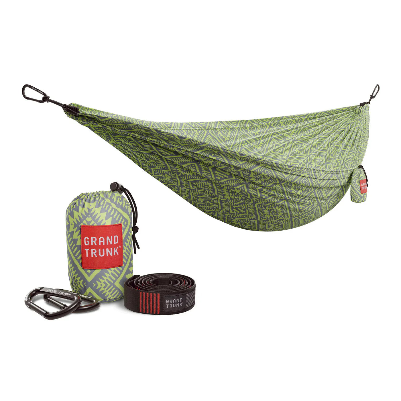 GrandTrunk Double Deluxe Hammock with straps, featuring soft fabric and sturdy construction for comfortable outdoor relaxation.