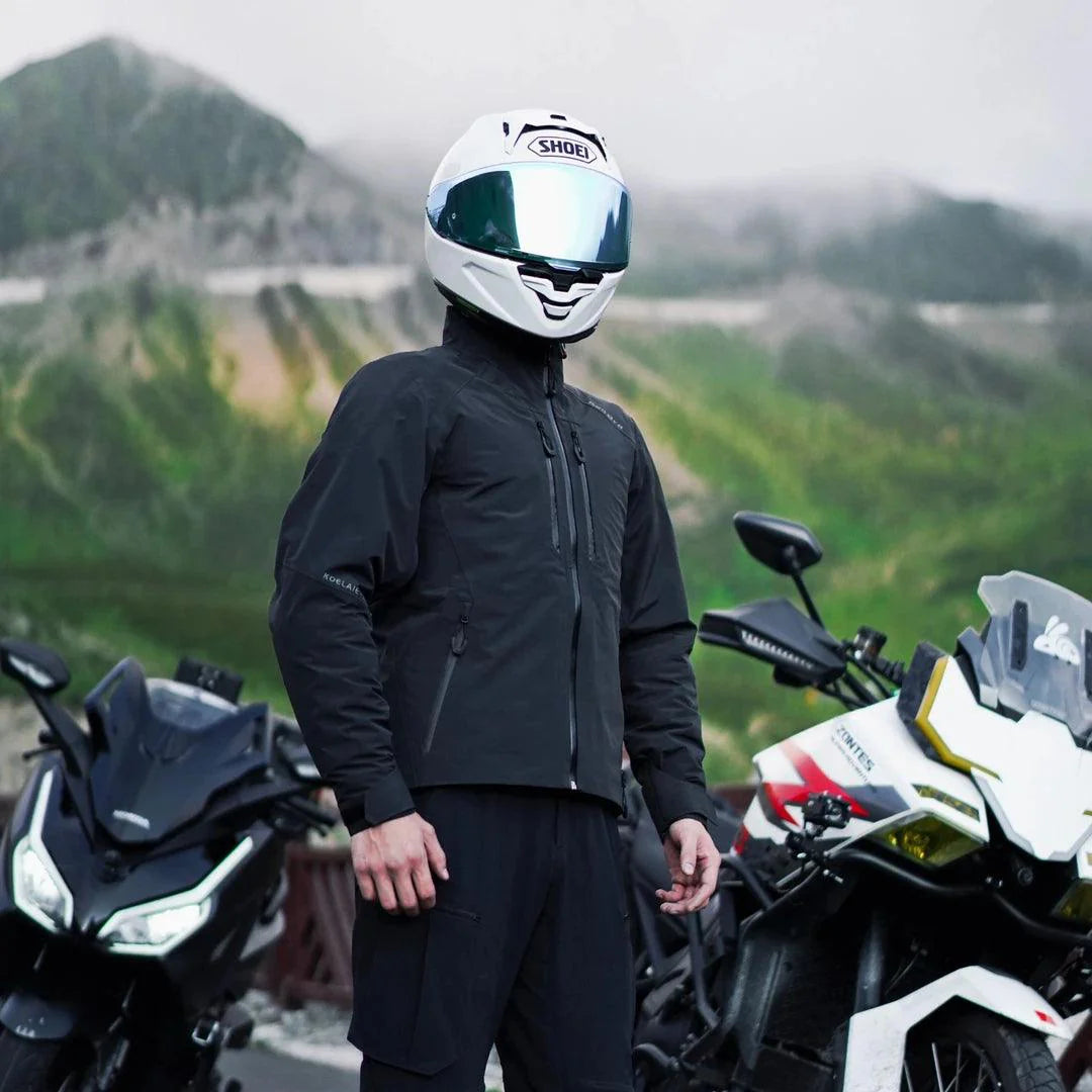 Bean's Moto Booth ASOBRO™ waterproof motorcycle jacket with D3O protection, windproof design, and reflective details.