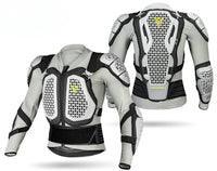 Motorcycle tactical armor jacket by Bean's Moto Booth featuring reinforced protective panels and durable black fabric for riding safety.