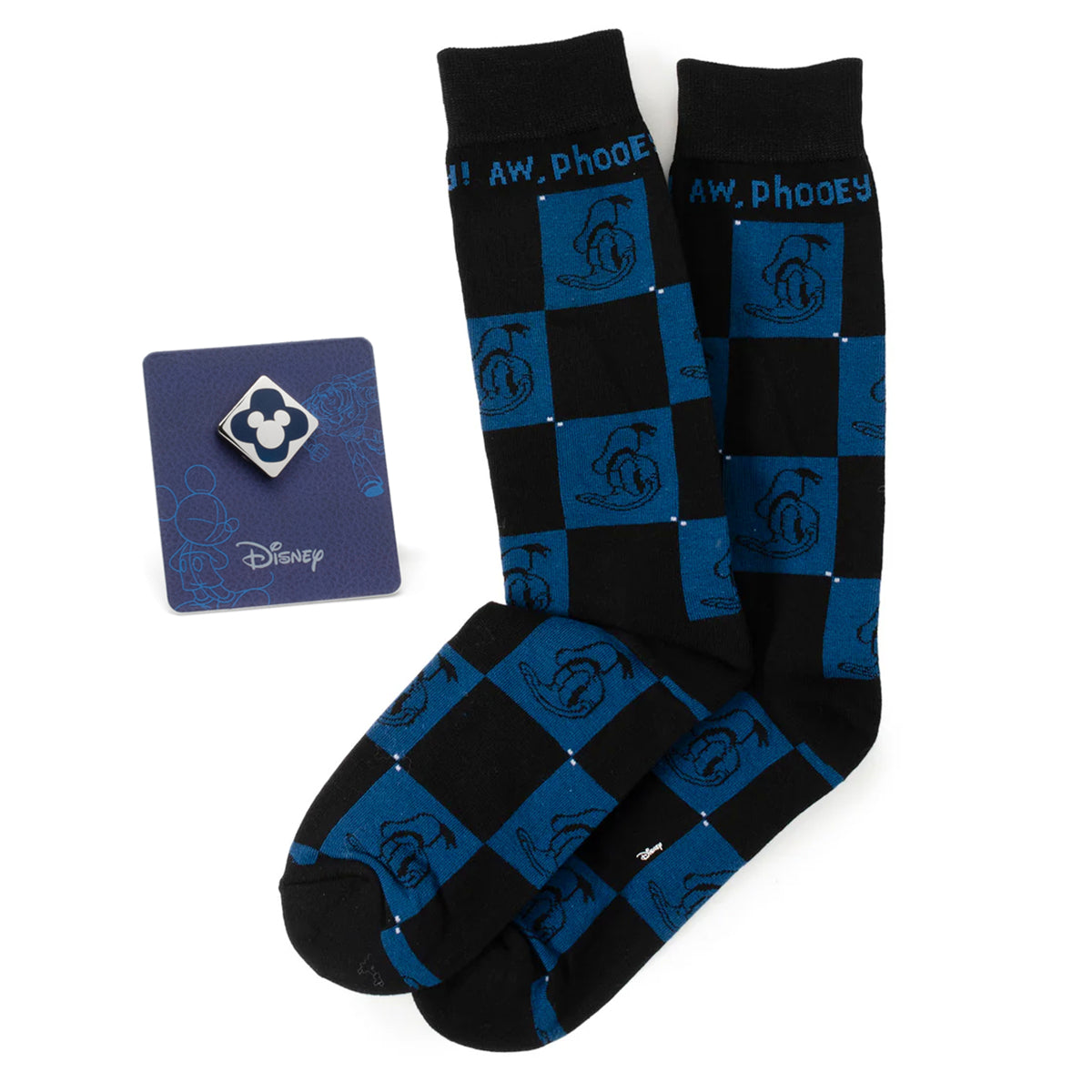 Disney Donald Duck Black Dress Socks & Blue Mickey Mouse Lapel Pin Gift Set - OVERLANDERS Outfitter