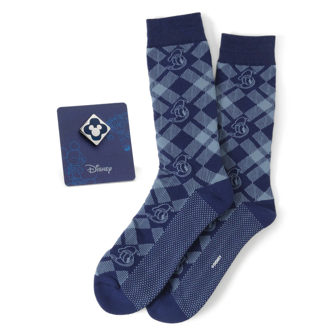Disney Donald Duck Plaid Socks and Mickey Mouse Blue Lapel Pin Gift Set - OVERLANDERS Outfitter