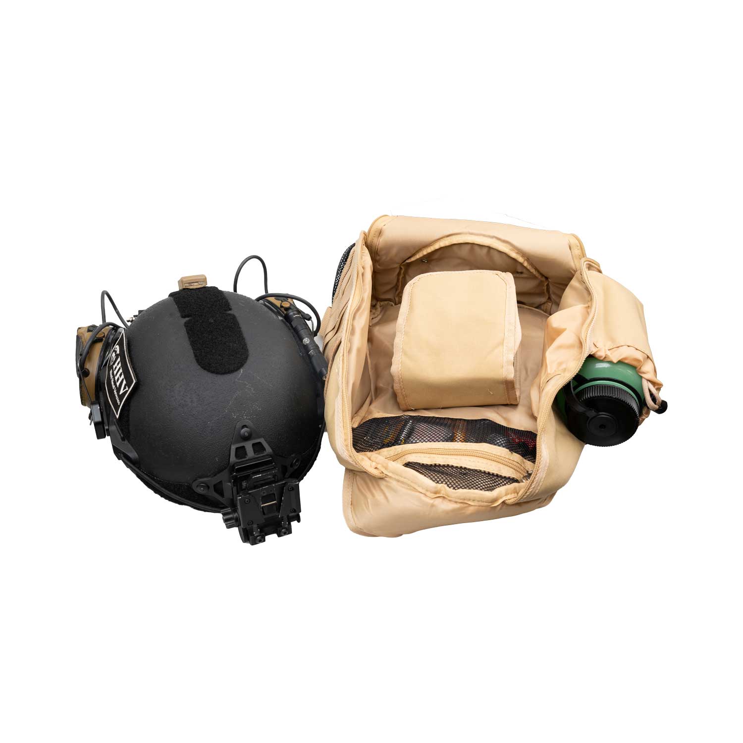 Hard Head Veterans Combat Helmet Bag HHV with adjustable straps and durable fabric for secure helmet storage.